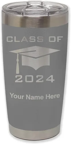 Vista 33 de LaserGram Vaso aislado al vacío de 20 onzas, grado de tapa clase de 2024, 2025, 2026, 2027, 2028, grabado personalizado incluido (negro)