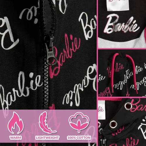 Vista 4 de Barbie Conjunto de ropa de descanso con capucha y pantalones deportivos para niña