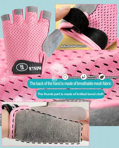 Vista 2 de Guantes de ciclismo antideslizantes para niños y niñas de 3 a 14 años, guantes transpirables para patinaje, scooter