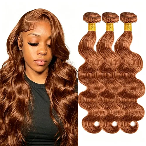 Vista 83 de P4613 Cabello humano rizado onda profunda marrón y paquetes mixtos 8 10 12 P4613 Ombre Marrón-Rubio-DP