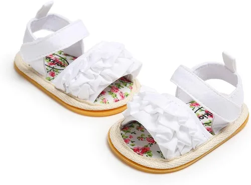 Vista 64 de Meckior Sandalias de verano con punta abierta y suave de piel sintética para bebés y niñas pequeñas
