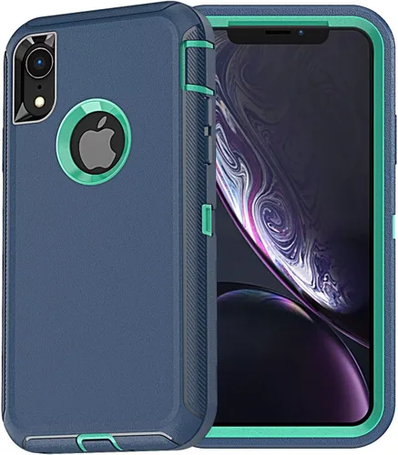 Vista 8 de YmhxcY Funda para iPhone XR, 3 capas de protección de cuerpo completo, a prueba de golpes, a prueba de caídas, resistente con clip para cinturón