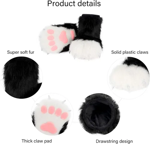 Vista 4 de hbbhml Animal Fuzzy Bear Cat Wolf Dog Fox Fursuit Feet Paw Claw Shoes Furry Boots Costume Accessories for Adult