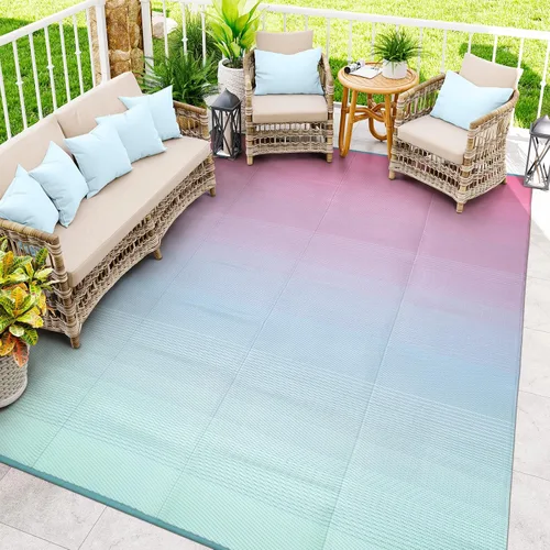 Vista 15 de Anidaroel Alfombra de área para exteriores para patio, 4 x 6 pies, impermeable, reversible, alfombra de paja de plástico para exteriores, alfombra