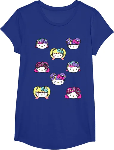 Vista 27 de hello kitty Kawaii Multi peinado Tee, Azul (Heather blue)