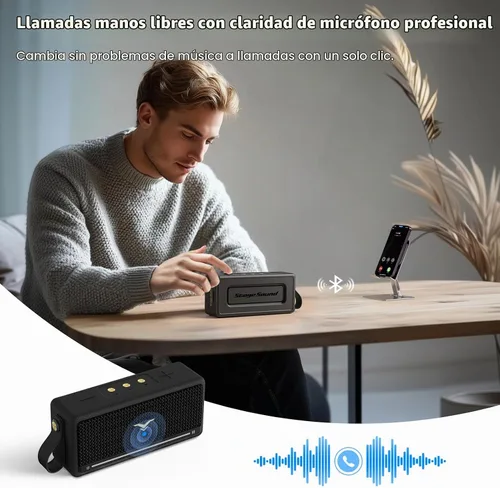 Vista 4 de Altavoces Bluetooth portátiles de 40 W, IP67 impermeable inalámbrico resistente con graves adicionales activos, entrada AUX/USB, Bluetooth 5.3