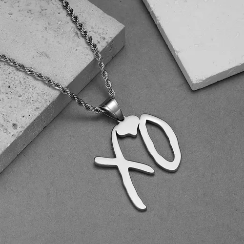 Vista 2 de IDesign Collar con colgante de hip hop XO con cadena de cuerda, joyería de rapero de hip hop rock