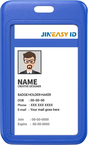 Vista 9 de JINEASY ID Paquete de 2 portadores de credenciales de plástico duro verticales para tarjetas de trabajo y tarjetas de acceso, uso intensivo, negro