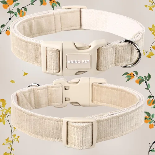 Vista 3 de Aring Pet Collar de algodón, ligero y ajustable, con hebilla de liberación rápida para perros pequeños, medianos y grandes Y: caqui