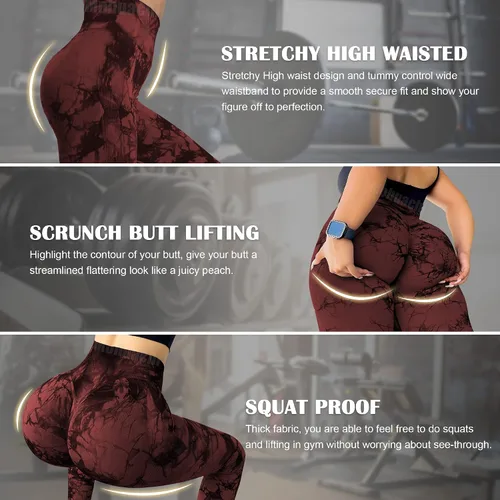 Vista 4 de MOHUACHI Women Scrunch Butt Lifting Leggings for Women Seamless High Waisted Workout Yoga Pants Gym Booty Tights