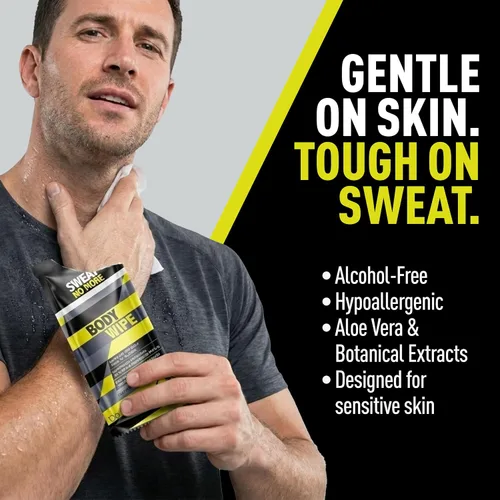 Vista 6 de Sweat No More - Toallitas corporales – Ducha portátil sin enjuague para adultos, artículos de aseo de tamaño de viaje, gimnasio, artículos