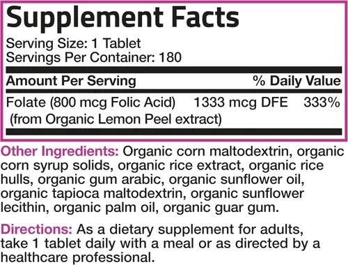 Vista 6 de Bronson ácido fólico orgánico, con certificado USDA y Vegetariano, La mejor vitamina prenatal, 1