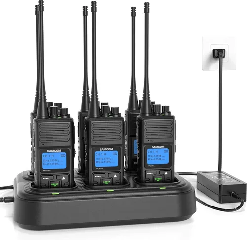 Vista 8 de SAMCOM Walkie Talkies Radios recargables de dos vías de largo alcance con auriculares, radios de 2 vías SAMCOM UHF transceptor portátil Walky Talky
