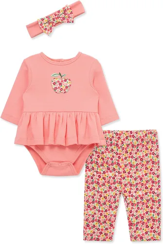 Vista 23 de Little Me Conjunto de 3 piezas para bebé, 100% algodón, body con diadema y pantalón a juego, de 3 meses a 24 meses