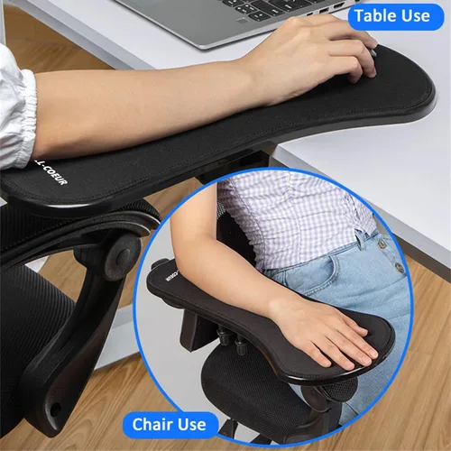 Vista 3 de LL-COEUR Reposamuñecas de apoyo para mesa y silla, extensor de escritorio ergonómico, soporte multifuncional para mouse para computadora (negro)