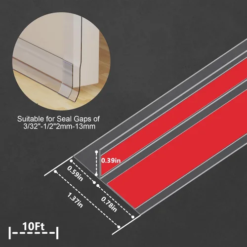 Vista 4 de Sello de silicona para puerta, tira de sellado mejorada 2026 para huecos de ventanas, diseño adhesivo fuerte de doble cara, tira de sellado