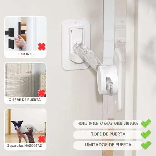 Vista 2 de EUDEMON Paquete de 1 protector de pellizco para puerta a prueba de niños, tope de puerta de bebé y pestillo de puerta, manija de palanca de puerta