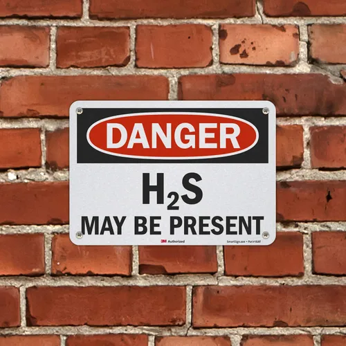 Vista 3 de SmartSign Letrero con texto en inglés "Danger - H2S May Be Present", aluminio reflectante 3M de 7 x 10 pulgadas