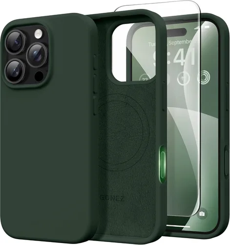 Vista 122 de GONEZ Funda magnética para iPhone 14, compatible con Magsafe, con protector de pantalla + protector de cámara, forro de microfibra antiarañazos
