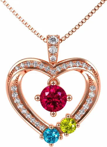 Vista 15 de Central Diamond Center Collar con piedra natal de corazón para madre e hijo con 1-6 piedras preciosas de imitación en plata de ley, oro de 10