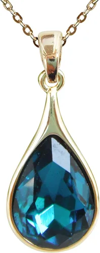 Vista 4 de Navachi Collar con colgante de circón en forma de pera con gota de agua chapada en oro de 18 quilates 16 "+2" Negro