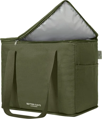 Vista 9 de Nook Theory Bolsa de comestibles reutilizable aislada – a prueba de fugas, bolsa enfriadora grande – Bolsas de compras aisladas para comestibles