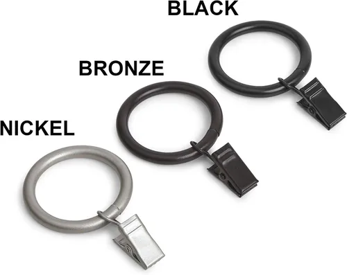 Vista 3 de Amazon Basics Anillos de clip para barra de cortina para barra de 1 pulgada, juego de 7, negro