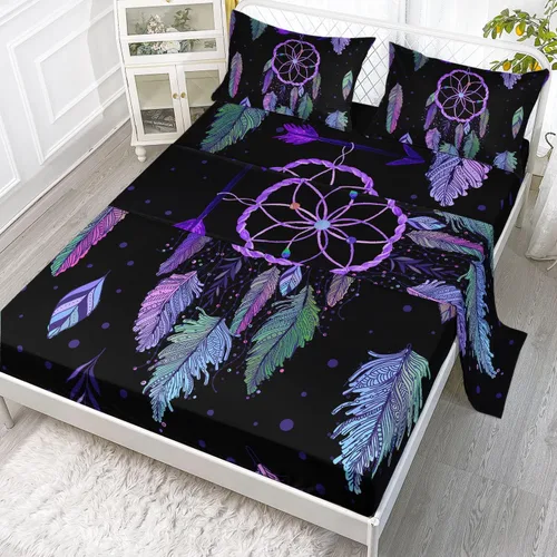 Vista 10 de Juego de sábanas de 4 piezas ajustadas y planas para niñas, estampado de mariposas y flores rosas con 1 + 2 fundas de almohada para cama individual