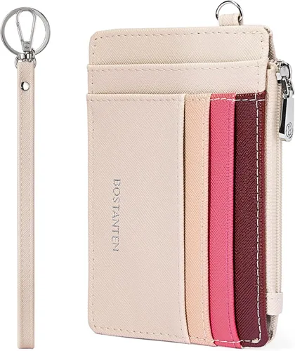 Vista 13 de BOSTANTEN Tarjetero para tarjetas de crédito para mujer, billetera de piel RFID, pequeña cartera delgada con llavero con ventana de identificación