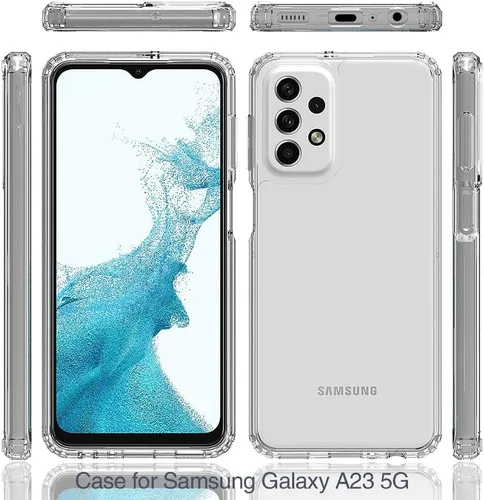 Vista 7 de Funda rígida para Samsung Galaxy A23 5G, transparente, delgada, rígida, híbrida, a prueba de golpes, con protector de pantalla de vidrio templado