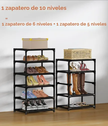 Vista 6 de VTRIN - Zapatero alto, organizador estrecho y vertical para armario o recibidor, 10 niveles, cubierta no tejida, contiene 20-22 pares de zapatos
