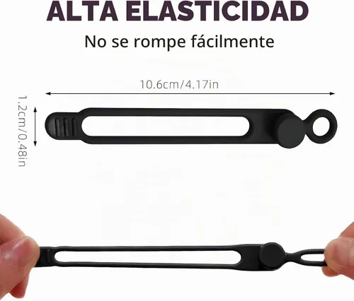 Vista 2 de 12 bridas de silicona para cables, organizador de cables de datos reutilizables 2026, organizador de cables, multiusos, organizador de cables