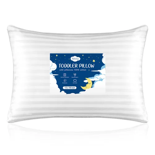 Vista 10 de Babebay Almohada para niños pequeños, almohadas de 13 x 18 pulgadas para dormir, lavable a máquina, con funda de almohada de algodón suave, 1 paquete