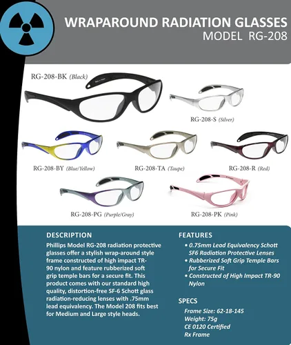 Vista 2 de Gafas protectoras de rayos X, marco de seguridad Maxx Wrap negro, 2.441 x 0.709 x 5.709 in