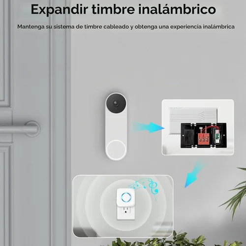 Vista 3 de Satisure Timbre inalámbrico para timbre de puerta Google Nest (con cable, 2ª Gen y 3ª Gen) Extensor de timbre con receptor se conecta a 58 timbres