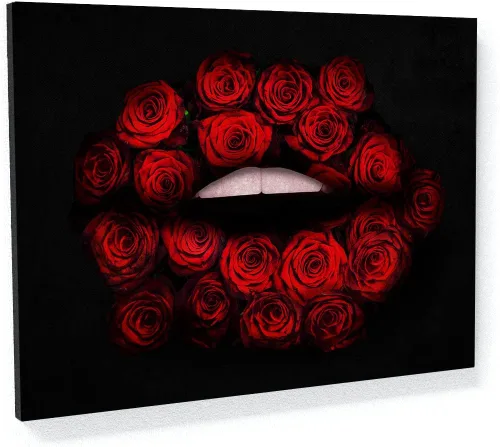 Vista 14 de Sense Canvas Lienzo decorativo de labios con flores botánicas, decoración del hogar, póster pequeño de 16 x 12 / 0.75 pulgadas Labios Flores