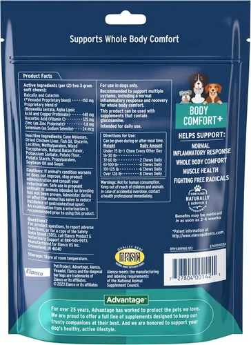 Vista 7 de Paquete de perros medianos K9 Advantix II de 11 a 20 libras. Suministro de 6 meses + comodidad corporal protectora para mascotas + suplemento