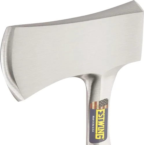 Vista 3 de ESTWING Sportsman's Axe - Hacha de camping de 12 pulgadas con construcción de acero forjado y agarre de cuero genuino - E14A