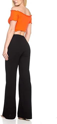 Vista 3 de GOKKILRW Pantalones de vestir para mujer con corte de bota con bolsillos, elásticos para el trabajo, negocios, casuales, pantalones de pierna ancha