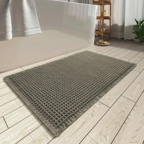 Vista 8 de AMOAMI Tapete de baño mejorado con diseño de gofre, súper absorbente, antideslizante, para suelo de baño, lavable a máquina, con borlas, tapetes