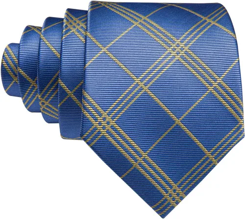 Vista 235 de Barry.Wang Juego de corbatas para hombre, corbata de seda a rayas, tejido a cuadros, gemelos formales, negocios, boda