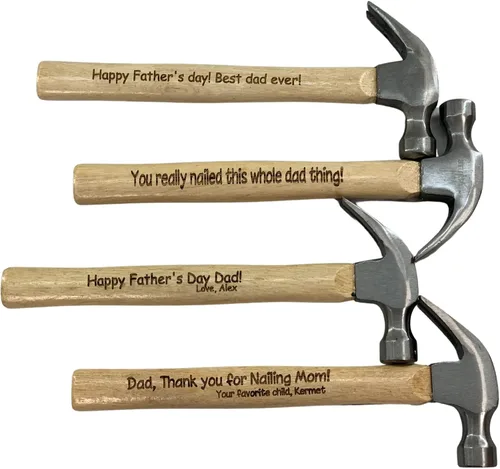 Vista 2 de Martillo grabado personalizado del día del padre, regalo de encargo de la manija de madera para papá