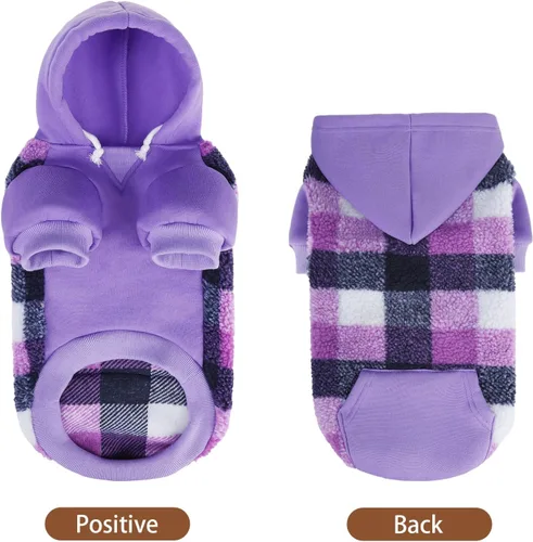 Vista 45 de PUPTECK Sudadera con Capucha para Perro Sudadera para Cachorro Suéter Cálido para Perro Ropa de Invierno Abrigos para Clima Frío para Perros Negro