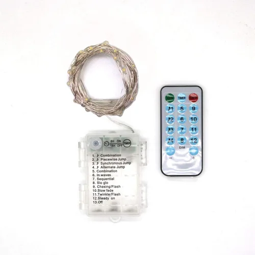 Vista 3 de Paquete de 2 tiras de luces de música activadas por sonido, 100 luces LED de alambre plateado de 33 pies con temporizador remoto para dormitorio