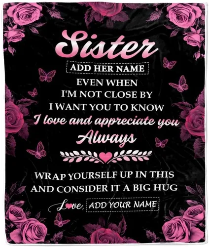 Vista 19 de Manta personalizada con texto en inglés «To My Sister from Sister Wood» No Matter Where Life Takes Us Soul Sister cumpleaños, Navidad, graduación