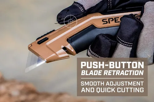 Vista 4 de Spec Ops Tools - Cuchillo utilitario con hoja retráctil, paquete de 2, incluye 5 cuchillas adicionales en almacenamiento de mango, 3% donado a