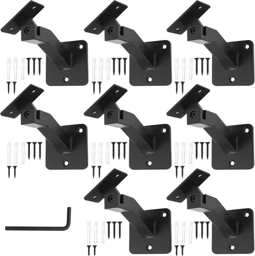 Vista 9 de RealPlus Soportes ajustables para pasamanos giratorios de acero resistente para barandilla de escalera, paquete de 3