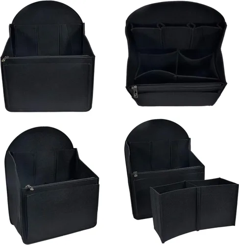 Vista 3 de Organizador de mochila de fieltro, organizador de bolso para hombres y mujeres, mochila mochila bolsa de hombro (negro, grande)