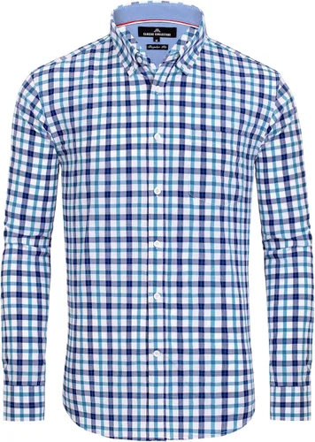Vista 35 de Alimens & Gentle - Camisas a cuadros con botones para hombre, camisas de vestir de manga larga, de algodón, corte estándar Negro (Black Gingham)