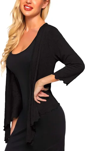 Vista 6 de SATINIOR Cárdigan de nudo bolero transparente para mujer, ligero con mangas de encaje 34
